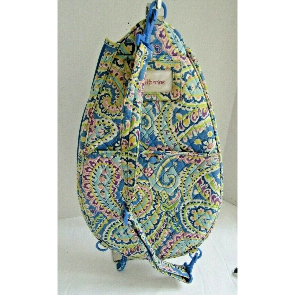 Vera Bradley Tennis Racquet Cover Blue Paisley Capri Maggie Removable Strap